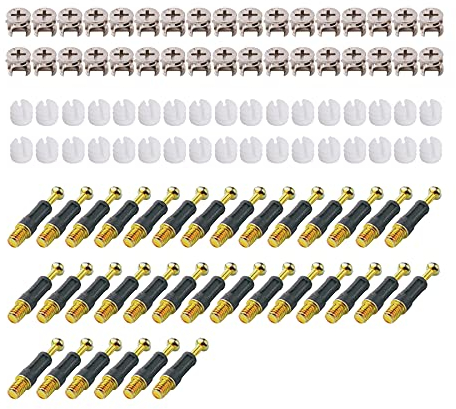 LOOTICH Kit de Excéntricas Ø11,8mm con Pernos M6x36mm y Tuercas M6 para Accesorios de Conexión de Muebles de Gabinete Negro (34 Sets)