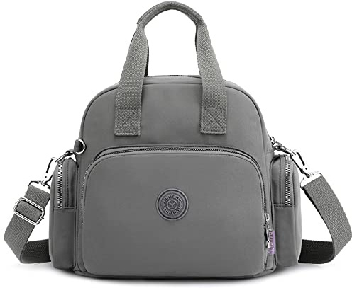 VARLIVOO Mode Dames Sac à Bandoulière avec USB Port Sac à Bandoulière Femmes Sac à Main Sac à Dos Collège Commute Voyager Camping Polyester Imperméable Gris