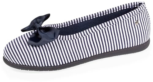 Isotoner Chaussons pantoufles Ballerines femme souples, ultra confortables et légers, 40 EU, rayures