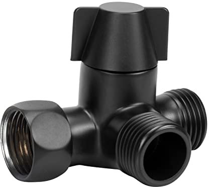 Diyfixlcd Valvola deviatore per braccio doccia a 3 vie in ottone G1/2 per doppio soffione combo, collega la doccia a mano e il componente per bagno con testa a spruzzo fissa (nero opaco)