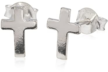 NKlaus Paar Kreuz Ohrstecker 925 Silber Antik Oxidiert Ohrschmuck 9x6mm Kleine Ohrringe 12908