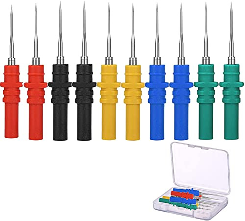 RUNCCI-YUN 10PCS Colorful Test Probes 4mm Multimeter Probes Back Probe Pins 30V/10A for Multimeter Automotive Testing