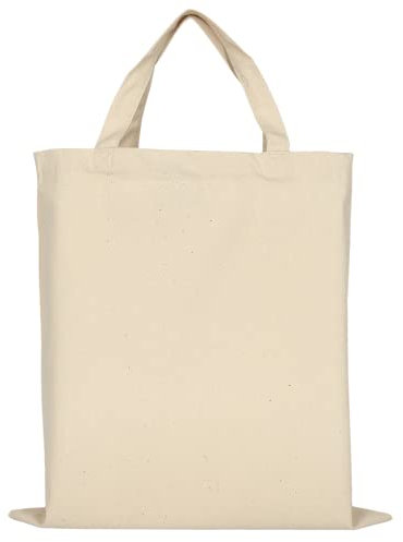 TEXXILLA stabile Canvas Baumwolltasche Classic | mit Zwei kurzen Henkeln | 38x42cm | Jutebeutel | Einkaufstasche | unbedruckt, Farbe:Natur, Größe:50 Stück