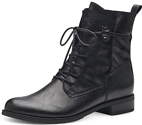 MARCO TOZZI Stivaletti Donna con Lacci in Pelle Sintetica Bassi, Black, 36 EU