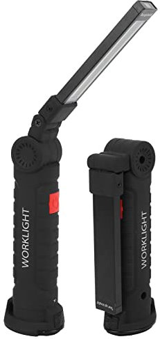 Luz de trabajo de barra delgada LED COB recargable, batería de litio de 1800 mAh incorporada, 10 horas de tiempo de trabajo, rotación de 360 ​​grados, linterna plegable portátil con ganchos y base mag