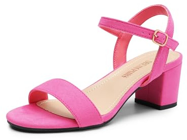 DREAM PAIRS Sandalia Vestir Tacón Mujer | Plantilla soporte, forro felpa acolchado, tacón 5.7cm, tira ajustable tobillo, punta redonda.