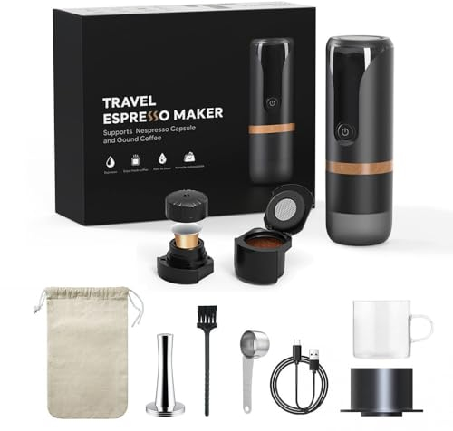 BENFUCHEN Macchina per caffè espresso elettrica portatile 9 Bar di pressione compatibile con le cialde NS e il caffè macinato perfetta per i viaggi (10)