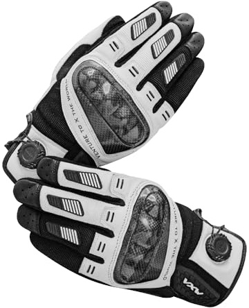 VXW High Protection Motorcycle Gloves for Men, Air Hole& Joints Protection Design, High-Speed Sports Gear for MTB/ATV/BMX/Motocross/Racing/Dirt Bike Gear(Black White, Medium)