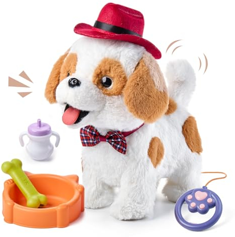 OR OR TU Hund Spielzeug Kinder Plüschwelpe Leckt Elektronische Haustiere mit Ferngesteuerter, der Läuft und Bellt, Interaktives Spielzeug für Kinder Mädchen Junge Geschenk