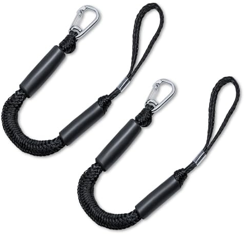 GANGXUN Förtöjning med 6 fot bungee-dockningslinje 2-pack – viktiga tillbehör för olika vattenfarkoster inbyggda snubber, kajak, vattenfartyg, havsdo, jetskidor, pontoon, kanot, motorbåt (svart, 3FT)