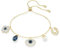 Swarovski Symbolica Charm Bracelet, Mystical Symbols with Blue Mixed-Cut Stones and Clear Crystals in a Gold-Tone Finished Setting, Part of the Symbolica Collection