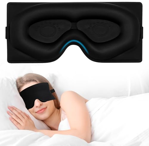 Alyvisun Antifaz para Dormir Opaca, Profundiza el Contorno de Ojos, [Cero Presión & Transpirable] 3D Sleep Mask, Tapa Ojos para Dormir, Viajes, Siesta, Meditación, Negro