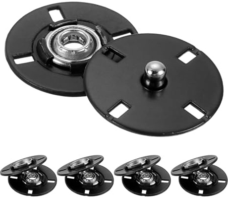 QUARKZMAN 5 Stück Druckknöpfe, Druckknöpfe zum Annähen Druckknopf Druckknöpfe ohne nähen Metall unsichtbarer verschluss schnalle Befestiger Knopf für Kleidung Leder Nähen (Schwarz, 21mm)