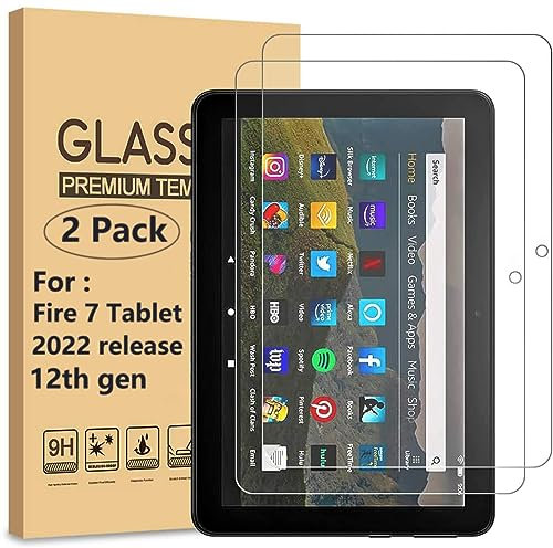Ytuomzi Screen Protector for 7-inch Kids Tablet (2022), Tempered Glass Screen Protector Cover Film, [2.5D Round Edge] [9H] [Crystal Clarity] [Scratch-Resistant], 2 Pack