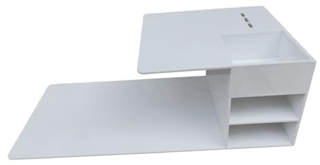 VINTORKY Console Auxiliaire en Acrylique Blanc pour Greffe D'extensions de Cils Étagère de Rangement et Compartiments Multiples, pour Salon de Beauté à Domicile