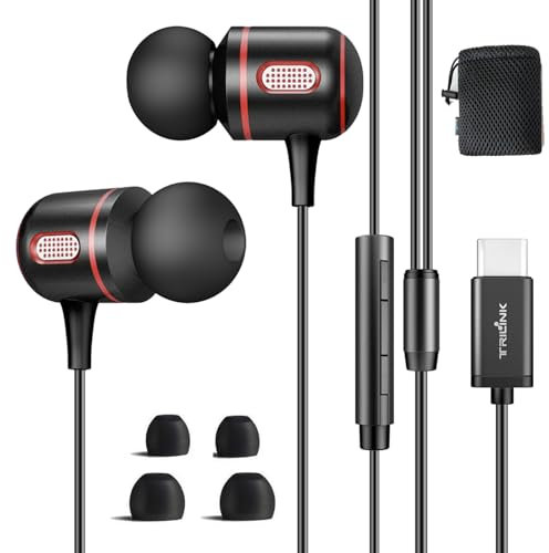 Cuffie USB C con Filo, Auricolari In-Ear Type C con Microfono e Controllo del Volume, Compatibili con iPhone 15/16 Pro Max, Samsung Galaxy S25/S24 Ultra, Google Pixel 9, Sony, Xiaomi, Huawei, iPad