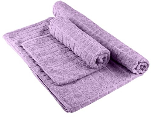 Yoga Mat Towel and Gym Towel Set - 2-Piece Non Slip Set for Hot Yoga, Pilates, and Gym - 72” x 24” Sweat Absorbent and Quick Drying Blanket with Corner Pockets for Mats by Wakeman (Violet)