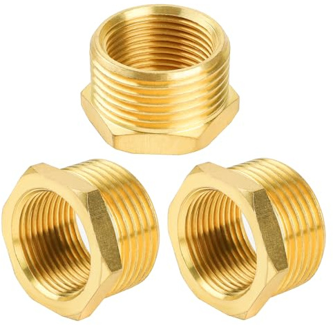 YEAUPE PRO Messing Reduzierstück G1auf G3/4 (AG Ø 32mm x IG Ø 25mm), 3 Stück Reduzierung Gewinde-Fitting G1 Außengewinde X G3/4 Innengewinde, mit PTFE Dichtband,Reduzierstück aus Messing