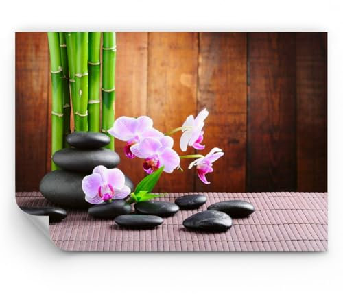 Arttor Papel pintado de papel no tejido Standard - Bambú decoración flor orquídea - 150x105 cm - Fotomurales XXL Moderna Decorativos Papel tapiz fotográfico Dormitorio Para la sala - WF1AA150x105-2167