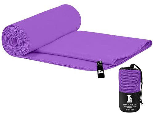 Creacloud Toalla Gimnasio Microfibra Grande/Pequeña, Absorbe al Instante, Antideslizante y Secado Rápido, Diseño Hombre/Mujer, Portátil para Deporte, Viajes y Entrenamiento (Morado, 100x50cm)