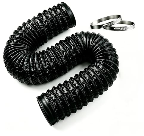 FanGoFast 100mm Abluftschlauch 5m Abluftrohr mit 2 Schlauchschelle | Flexibel 3-Lagiger PVC Alu Flexrohr Klimaanlage Lüftungsschlauch für Klimaanlage, Trockner, Badezimmer, Küche und Hydroponik
