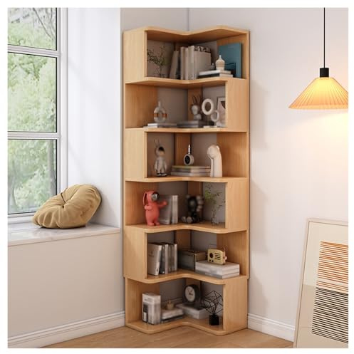 Corner Bookshelf nizer with Dividers, 7-Tier Storage Shelf for Small Spaces, White Etagere Bookcase for Home Office, Living Room, and Office Decor