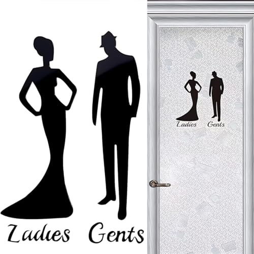 Targhette Porta WC per Uomini e Donne, WC Segno Targa Toilette Bagno 1 Paio Porta Targhetta Cartello Toilette Adesivi Segnaletica Simbolo Uomo e Donna Targhette Bagno