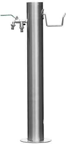 Fontana da giardino autoportante con rubinetto in acciaio inossidabile 304 rubinetto a pavimento e staffa per tubo flessibile 86 cm colonna per patio e decorazione esterna