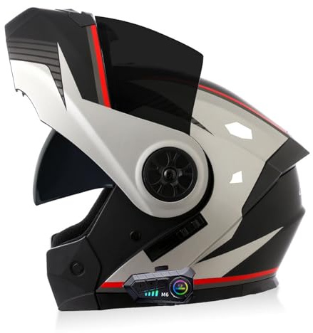 ZHTBATE Casco Integrato Apribile con Interfono Bluetooth - Modulare per Uomo E Donna con Doppia Visiera - Integrale Crash Omologato ECE