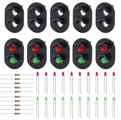 Teste di segnalazione con luci a LED da 3 mm per modelli in scala HO o OO per layout ferroviari, adatti per modellatori di treni e hobbisti, 10 pezzi