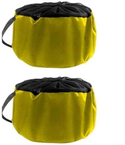Sac de rangement étanche en maille respirante avec grand diamètre pour le rangement de tuyau long, poignée latérale pour le transport, conçu pour une utilisation en extérieur et dans le jardin (jaune)