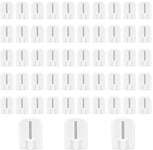 GZRXIOU 50PCS Ganci Autoadesiv, Ganci Autoadesivi per Finestre In Plastica Bianca, Supporto Bastone Tenda Senza Forare,Ideali per Ganci Tendine Cucina, Vetro, Piastrelle, Pvc e Superfici Lisce
