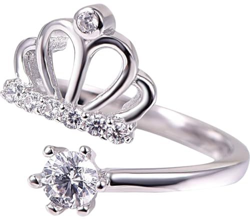 ibasenice Bague Couronne Brillante Ouverte Ajustable pour Femmes Adolescentes Assortie à Diverses Occasions
