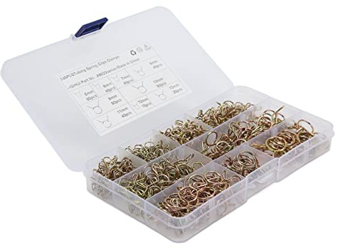 CFTGIW 345 St Bränsleledning Slang Fjäderklämmor Rörklämmor Sortimentsats 9 Storlek för Motorcykel ATV-båtar 8mm 10mm 6mm 12mm Manganklämmor Totalt Paket Inkluderar Olika Fjäder 5mm Fjäder
