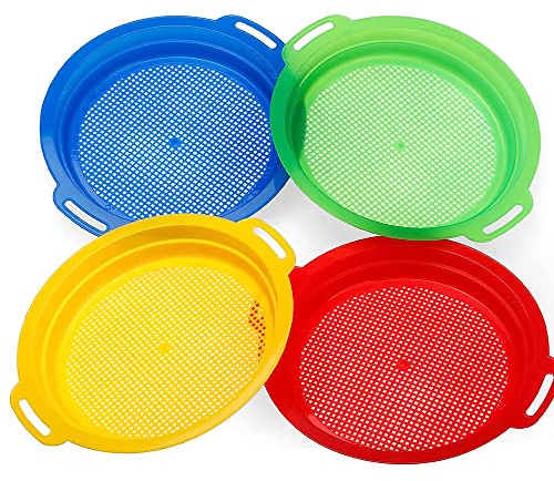 RNPKZ Strand-Sandsieb-Siebe, 4 Pack Sand-Strand-Set für Kinder, Strands Sand Schnee Solid Sifter Spielzeug-Set, Sandsieb für Hinterhof,Park,Strands, Komplettes Geschenkset für Kinder, Jungen, Mädchen
