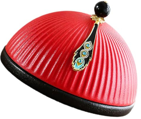 JECOMPRIS Cenicero y Adorno Único de Cerámica Forma de Sombrero Oficial Rojo, Soporte de Almacenamiento para Escritorio para Oficina o Sala