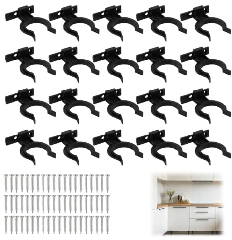 20 Clips de Fixation pour Plinthe de Cuisine avec 60 Vis, Clips pour Plinthe et Socle de Meuble, Compatibles avec Pieds de 32 à 36 mm, pour Cuisine, Armoire, Lit, Table et Canapé