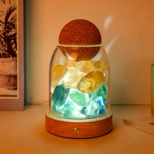 Maimeili Salt kristall sänglampa naturlig aromdiffusor USB-port 3 dimbara färglägen dekoration för sovrum, kontor, spa wellness och avkoppling