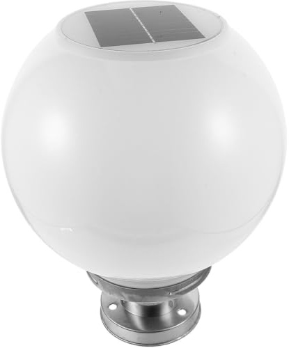 Genérico Lámpara solar esférica para exteriores, luz LED de jardín, resistente al agua, para pared y poste, color blanco