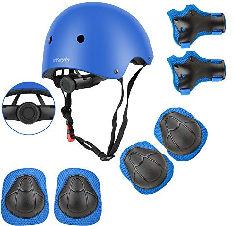 Wayin Sets de Protection Rollers avec Casque Vélo Enfant Réglable pour Skateboard Cyclisme Garcon Fille