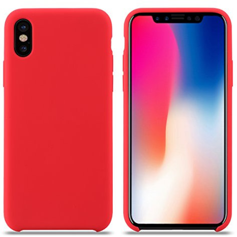 Coque iPhone XS Max, Silicone Liquide Fine Originale Étui Ultra Slim Gel Antichoc Protection Coque Silicone avec Tissu Microfibre Coussin Coveri pour Apple iPhone XS Max. (XS Max 6.5'', Rouge)