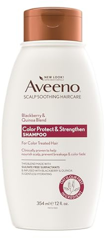 OGX Aveeno Color Protect Strengthen+ Blackberry Quinoa Shampoo, Fresh, 12 Fl Oz