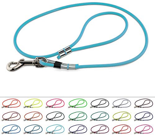 LENNIE BioThane Führleine, rund, Ø 8 mm, 2m lang, mit Handschlaufe, Cyan/Türkis