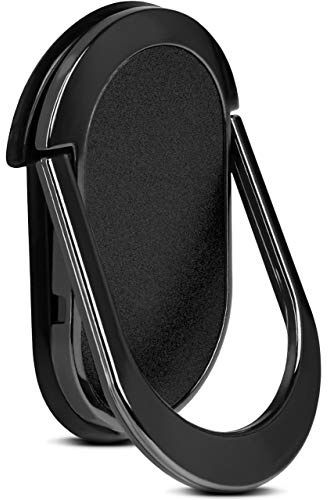 ONEFLOW Flip Loop Finger Holder for All CAT Mobile Phones - Mobile Phone Ring with Integrated Magnet and Stand, Holder Handle, Smartphone Finger Holder, Black