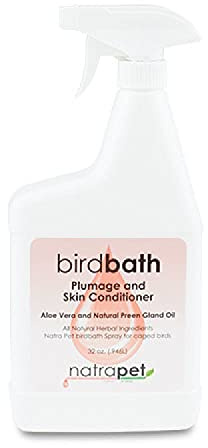 Bird Bath Spray- Plumage & Skin Conditioner with Aloe Vera and Natural Preen Gland Oil 32 oz