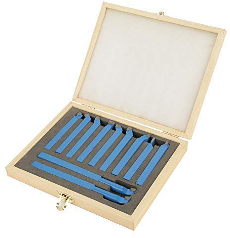 11 Stück Hartmetall Drehstahl Satz, Wendeplatten-Drehmeißel, Drehmaschine Cutter Tool Set Tipped Weld Fräsen Schneidwerkzeug Set Mit Aufbewahrungsbox Aus Holz 12 x 12mm Hartmetallspitze