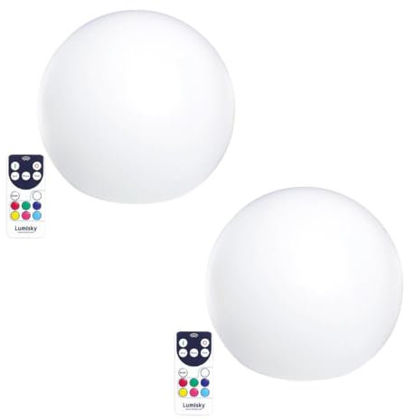 Lot de 2 Boules lumineuses sans fil flottante LED multicolore dimmable BOBBY ∅30cm avec télécommande et socle à induction