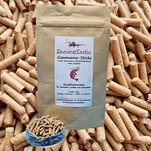 ShrimpTastic 50g Gammarus Sticks/für Garnelen, Welse, Krebse, Schnecken/Futter Bachflohkrebse
