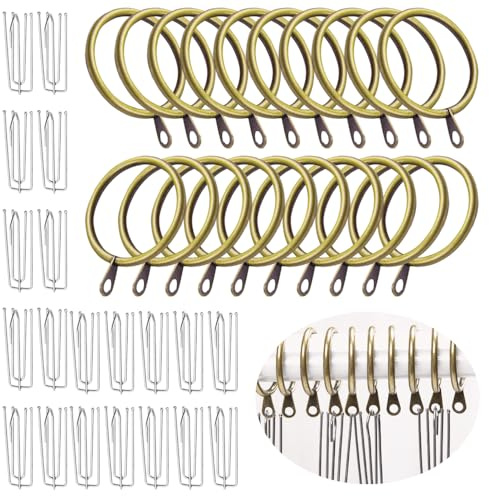 WYAN 20er-Pack Gardinenringe, Vorhang Hängeringe, Duschvorhangringe, 20er-Pack Schwere Vorhanghaken Aus Edelstahl, 30mm Innendurchmesser