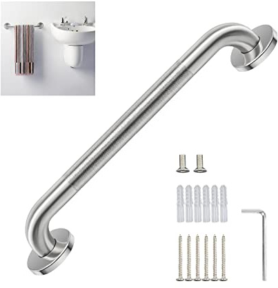 Rutschfest Haltegriff Dusche 40CM Ø32MM SUS304, Haltegriffe für Senioren anti Fingerabdruck, Rostfrei Badewannengriff Wandgriff Duschgriff Handgriff für das Bad WC, Dusche Wandmontage Griff